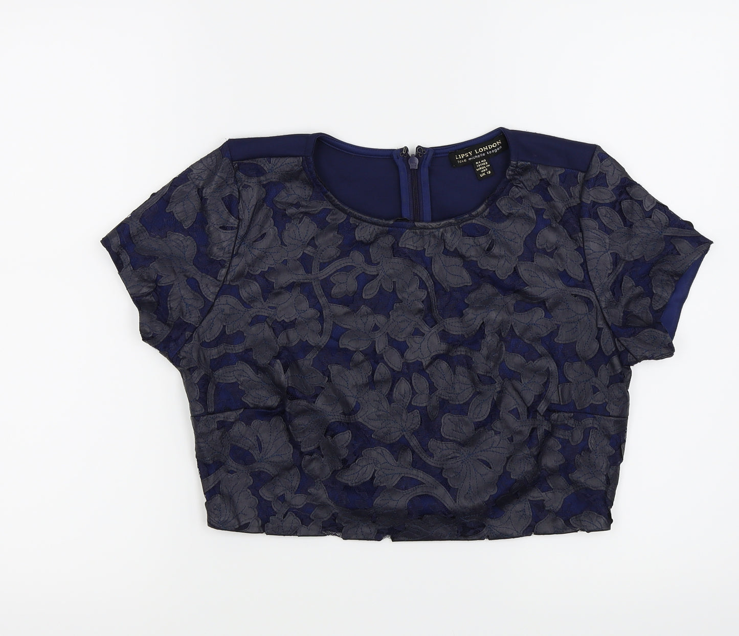 Lipsy London Womens Blue Floral  Basic T-Shirt Size 12