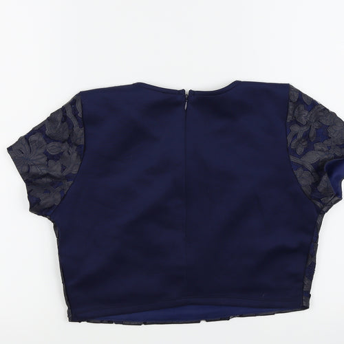 Lipsy London Womens Blue Floral  Basic T-Shirt Size 12
