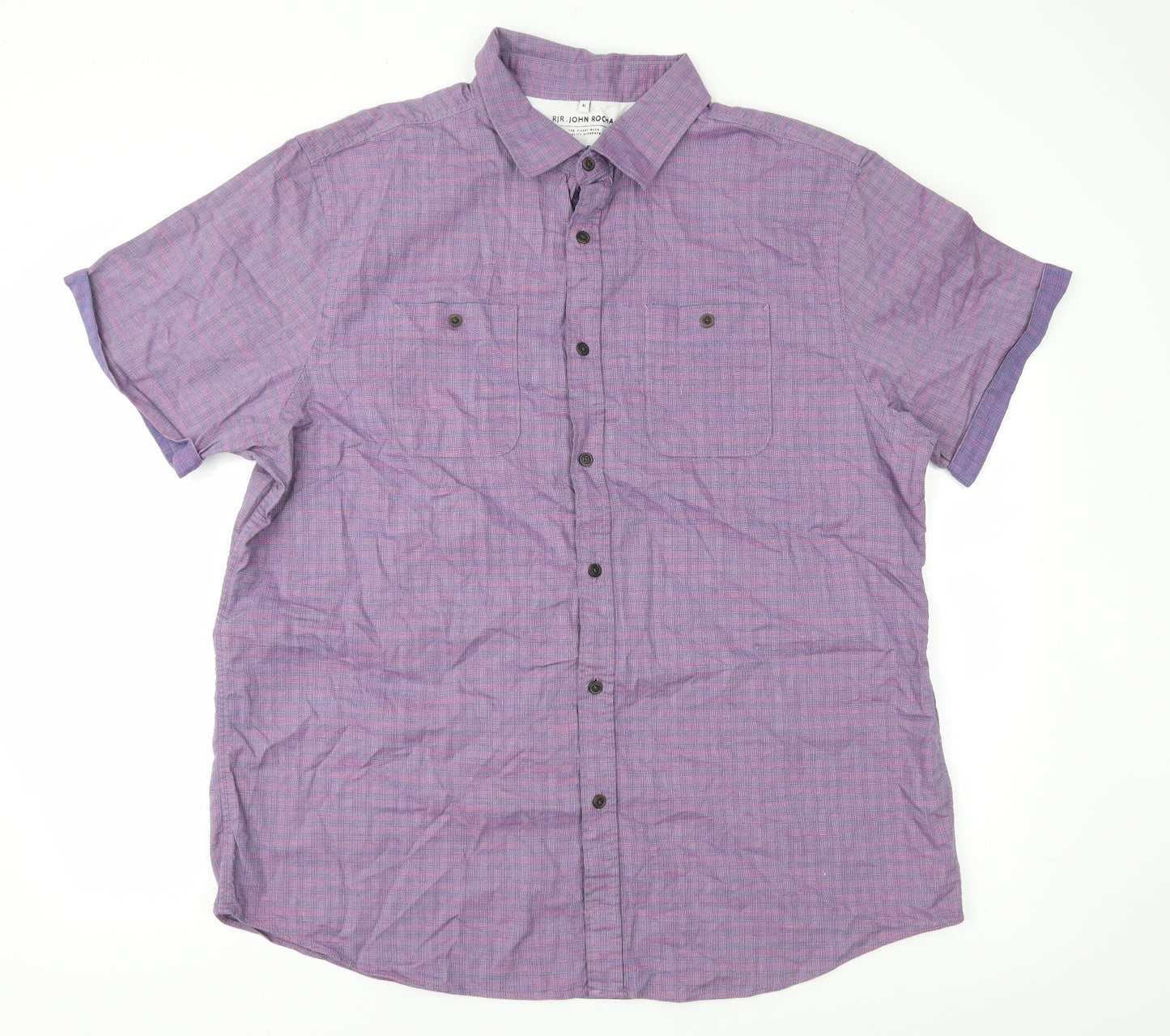RJR.John Rocha Mens Purple Check   Button-Up Size XL