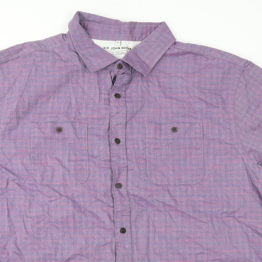 RJR.John Rocha Mens Purple Check   Button-Up Size XL