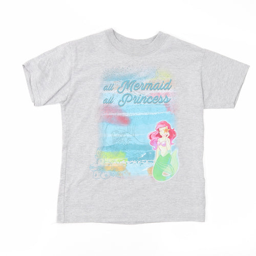 Disney Girls Grey  Jersey Basic T-Shirt Size S  - Mermaid