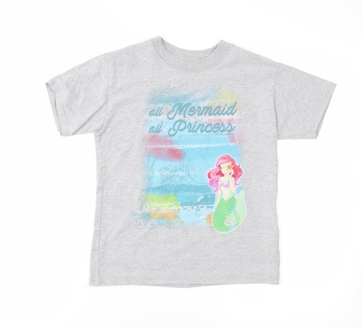 Disney Girls Grey  Jersey Basic T-Shirt Size S  - Mermaid
