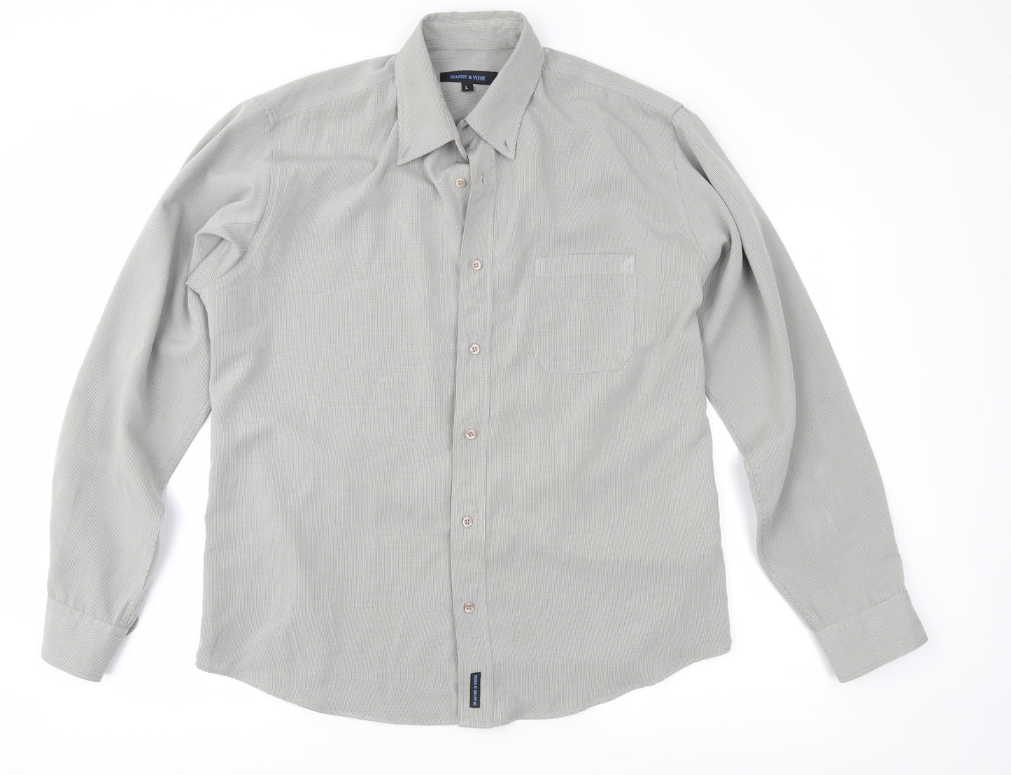 Chapter & Verse Mens Grey Check   Button-Up Size L