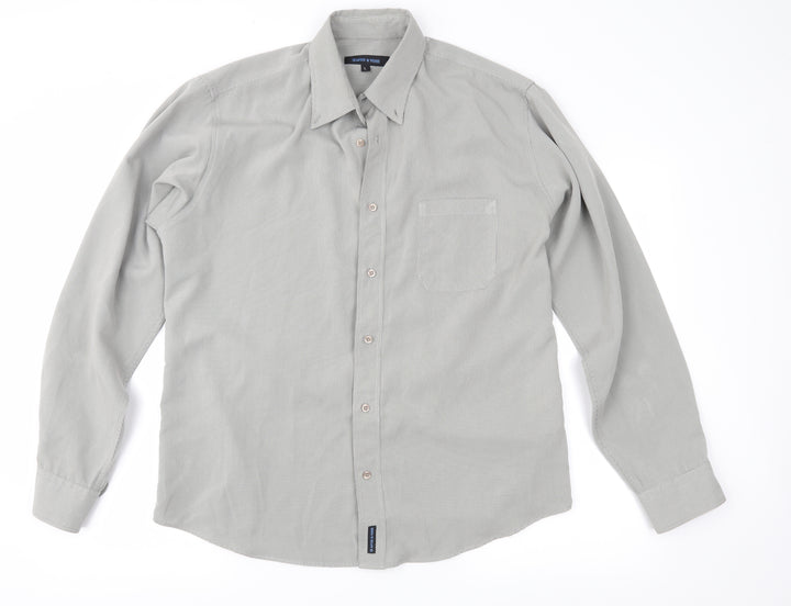 Chapter & Verse Mens Grey Check   Button-Up Size L