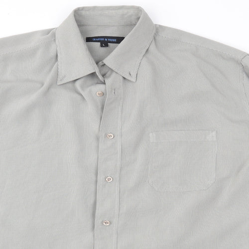 Chapter & Verse Mens Grey Check   Button-Up Size L