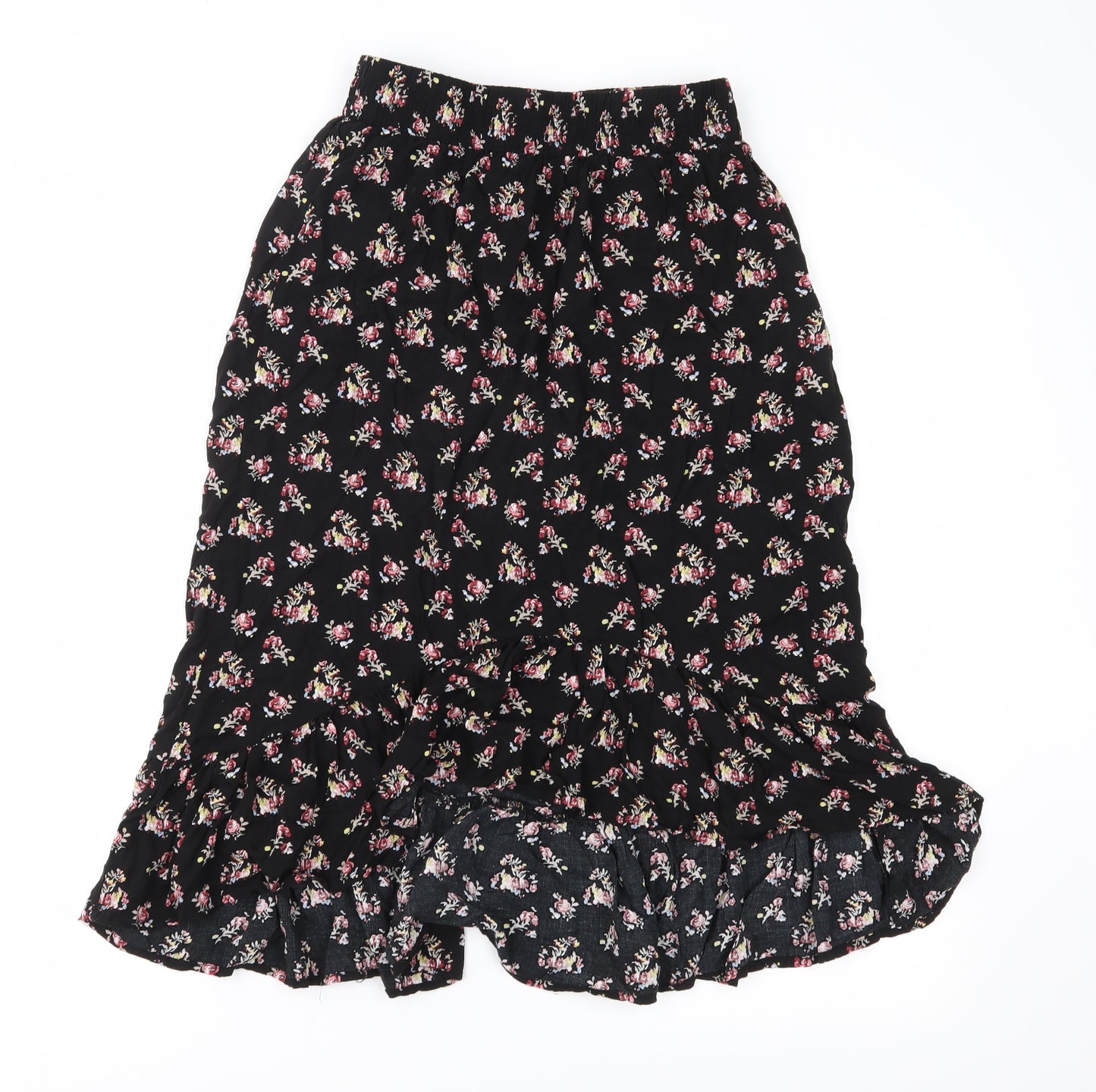 VILA Womens Black Floral  Peasant Skirt Size 10