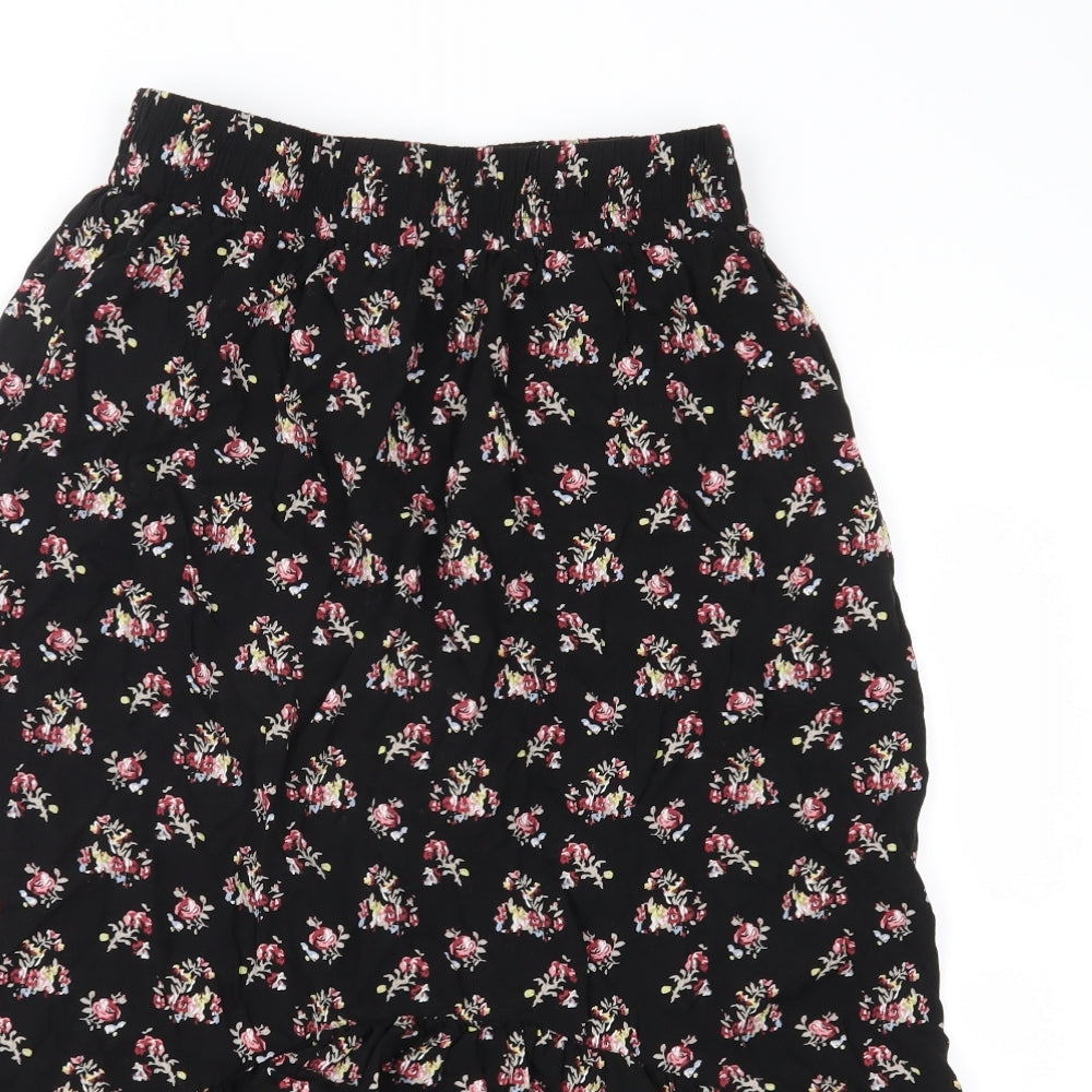 VILA Womens Black Floral  Peasant Skirt Size 10