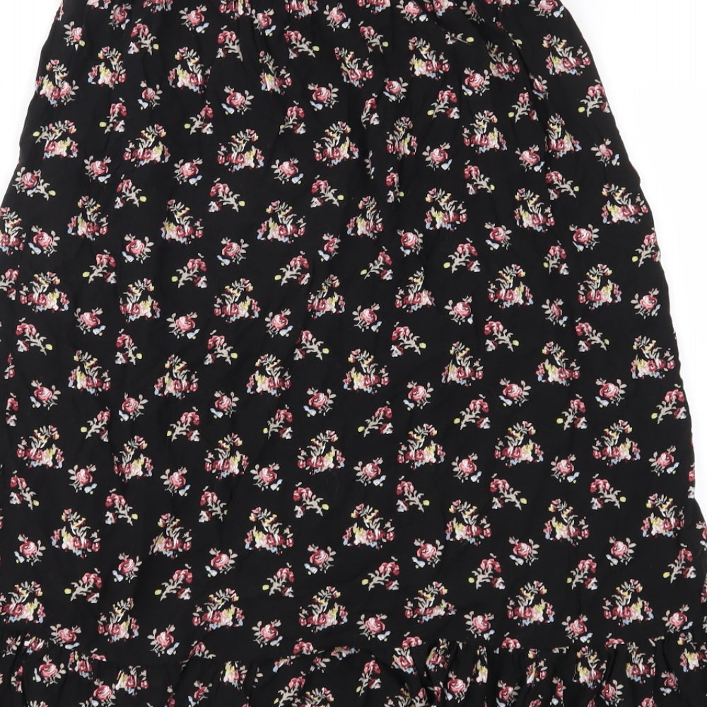 VILA Womens Black Floral  Peasant Skirt Size 10