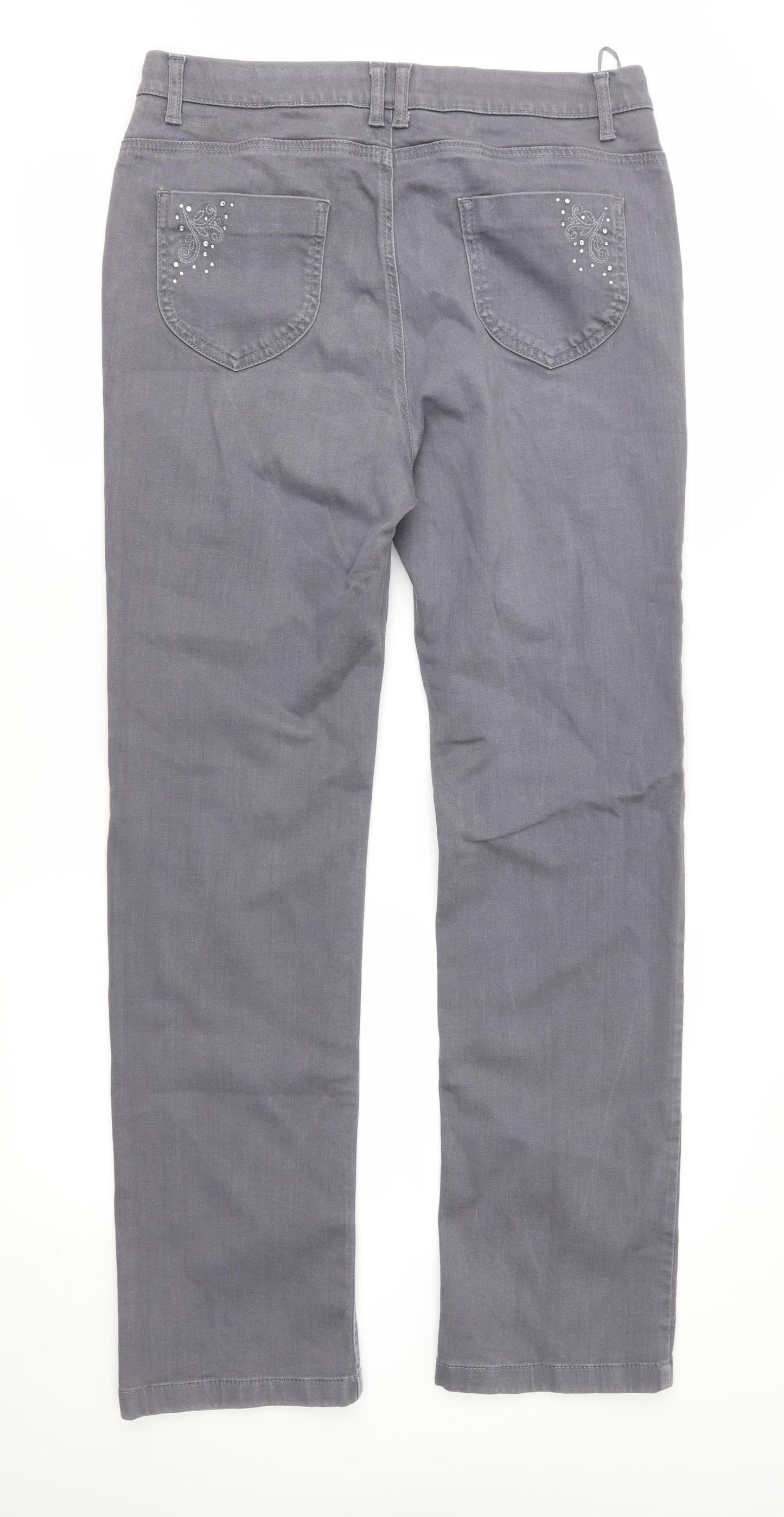 Per Una Womens Grey  Denim Straight Jeans Size 12 L30 in