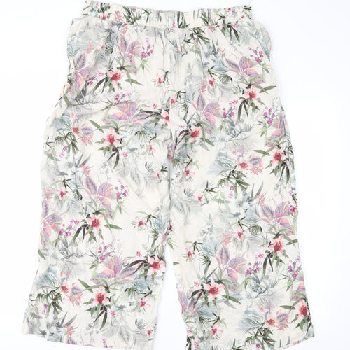 New Look Womens Beige Floral  Cropped Trousers Size 16 L21 in