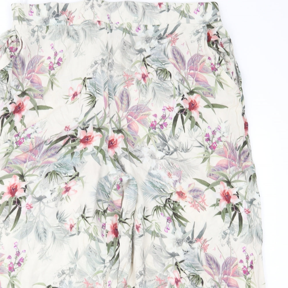 New Look Womens Beige Floral  Cropped Trousers Size 16 L21 in