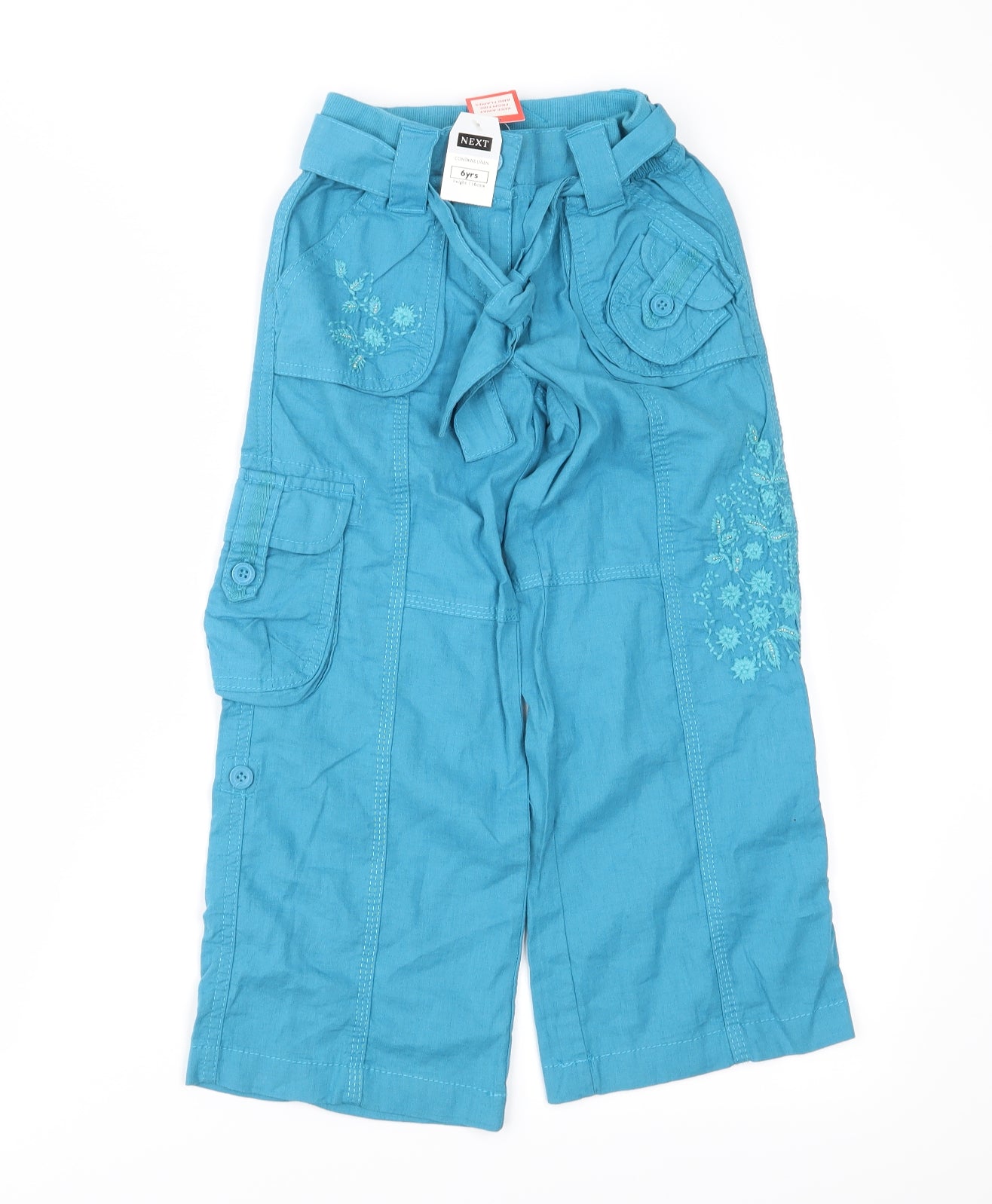 NEXT Girls Blue Floral  Cargo Trousers Size 6 Years