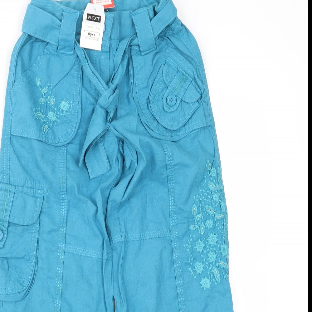 NEXT Girls Blue Floral  Cargo Trousers Size 6 Years