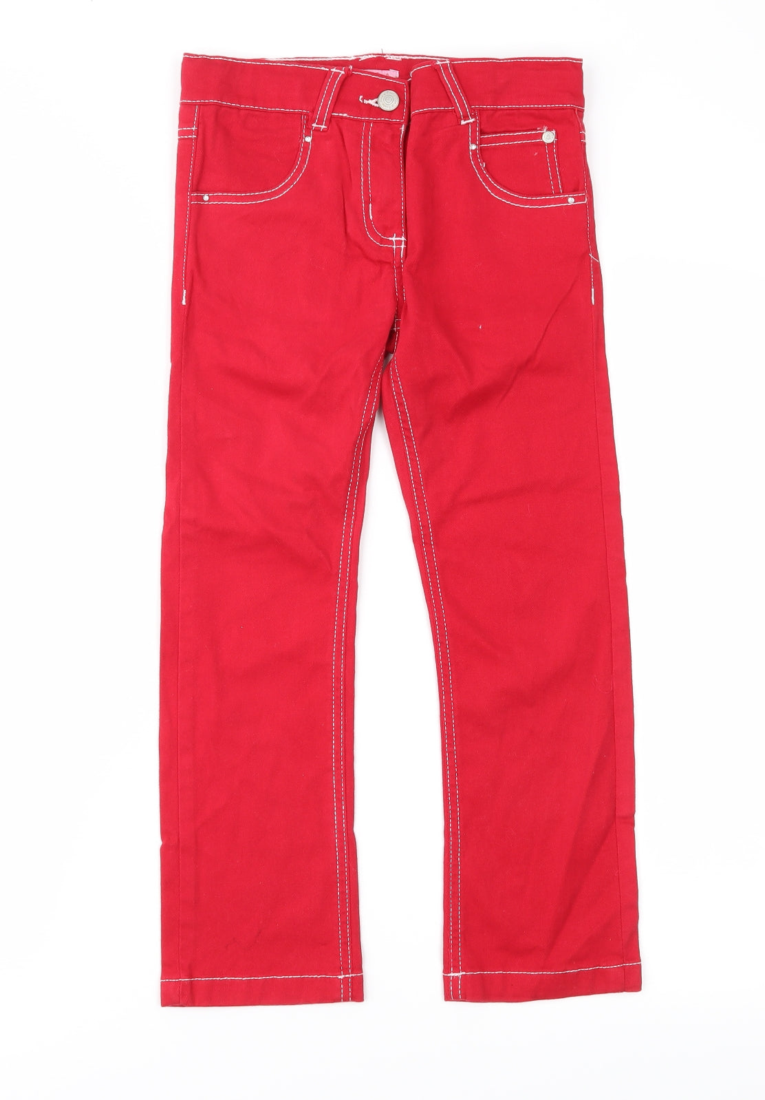 Sugar Pink Girls Red  Denim Straight Jeans Size 7-8 Years