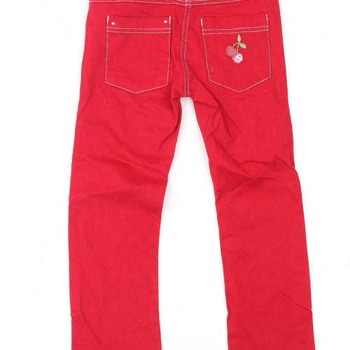 Sugar Pink Girls Red  Denim Straight Jeans Size 7-8 Years