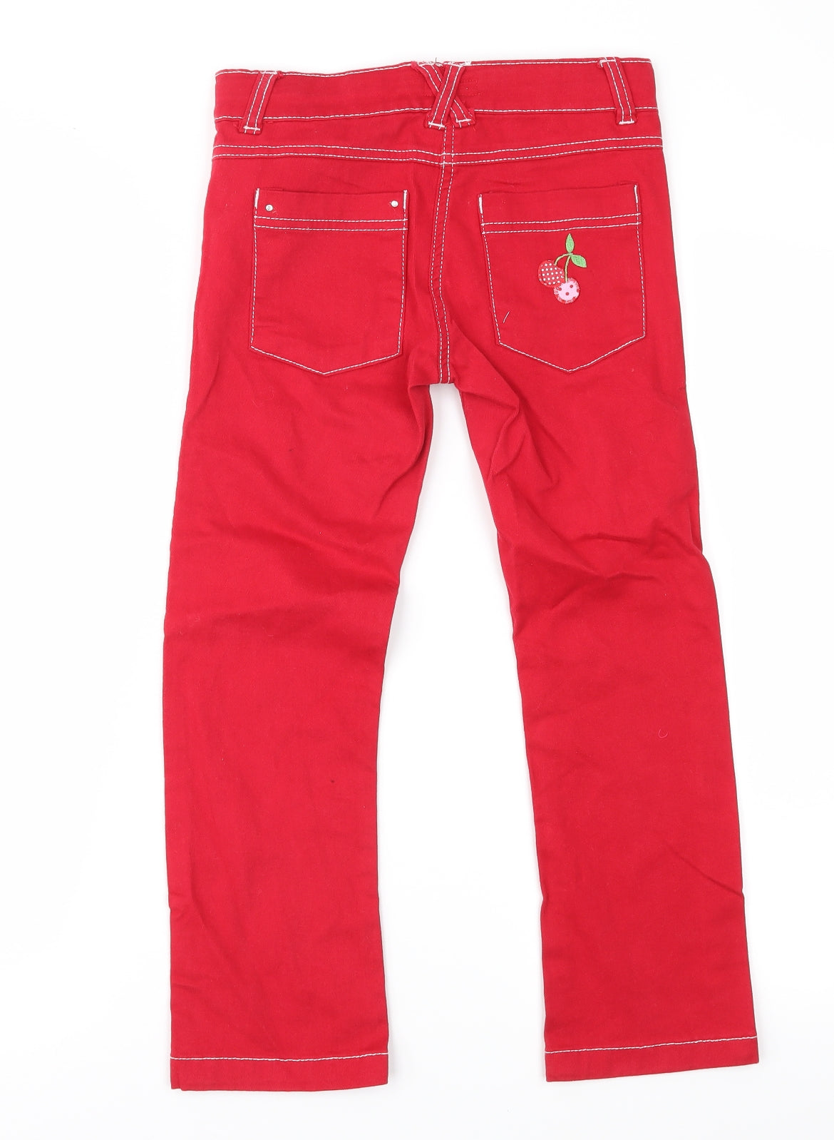 Sugar Pink Girls Red  Denim Straight Jeans Size 7-8 Years
