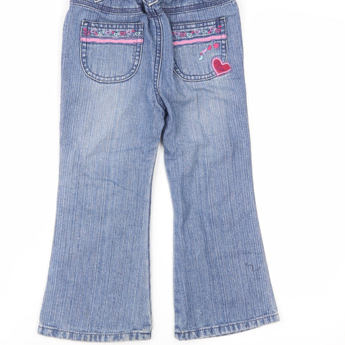 Mini Mode Girls Blue Geometric Denim Flared Jeans Size 3-4 Years