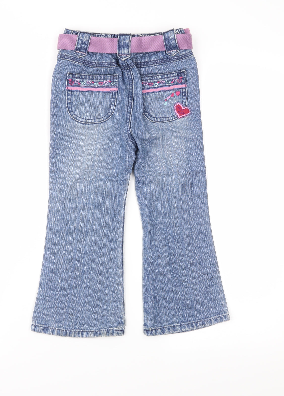 Mini Mode Girls Blue Geometric Denim Flared Jeans Size 3-4 Years