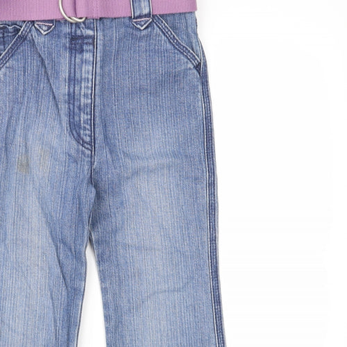 Mini Mode Girls Blue Geometric Denim Flared Jeans Size 3-4 Years