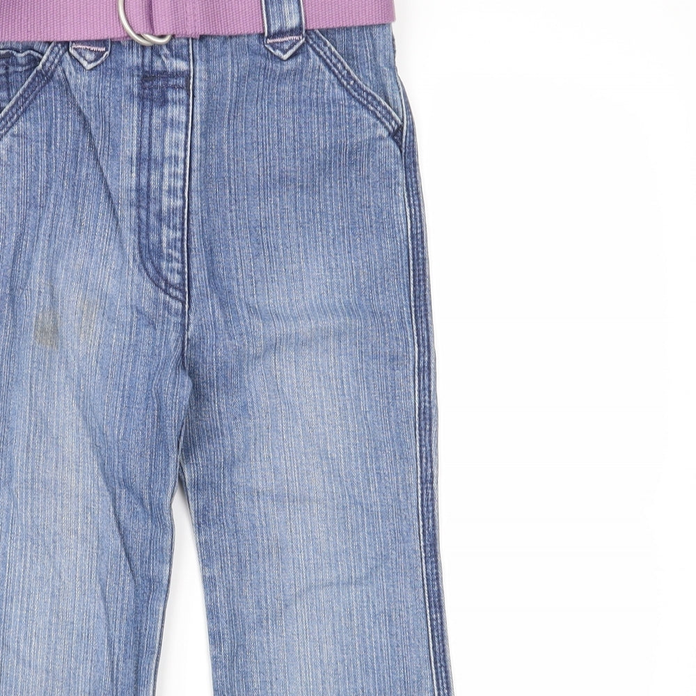 Mini Mode Girls Blue Geometric Denim Flared Jeans Size 3-4 Years