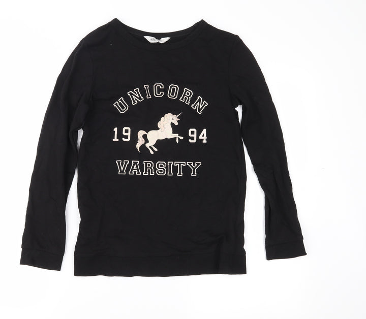 H&M Girls Black   Pullover Sweatshirt Size 11-12 Years