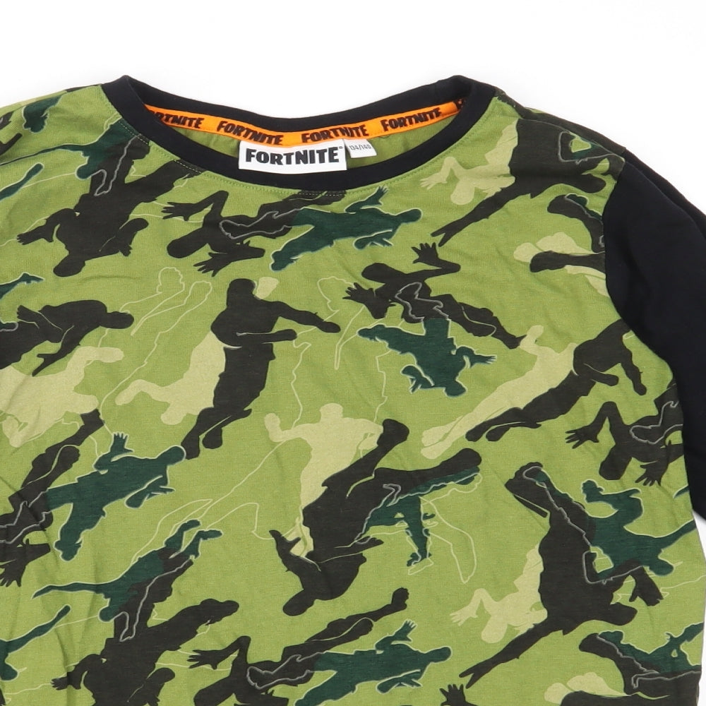 Fortnite Boys Green Geometric Jersey Basic T-Shirt Size 9-10 Years