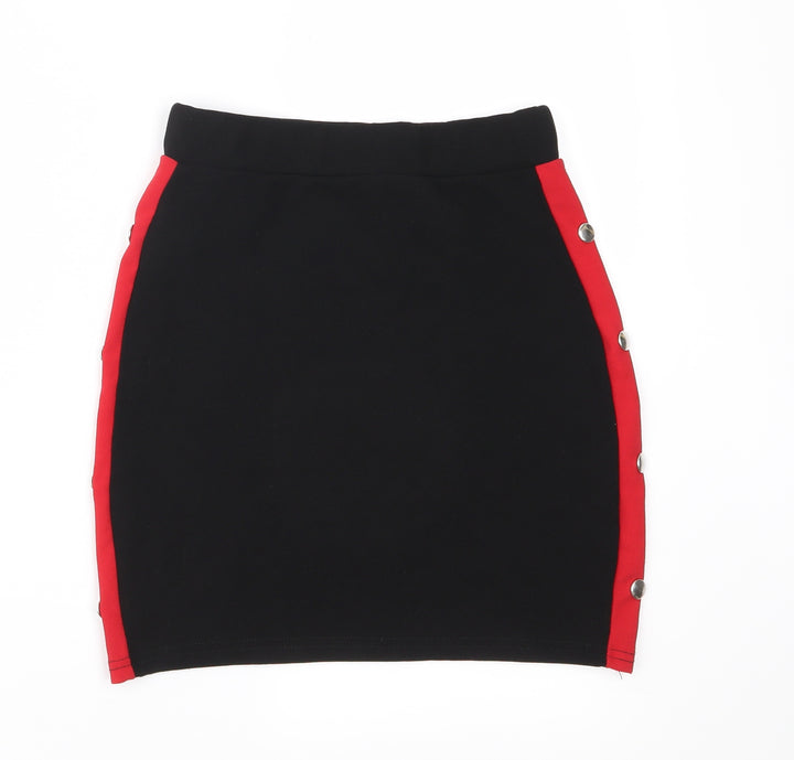 Prague Womens Black Jersey Straight & Pencil Skirt Size 8