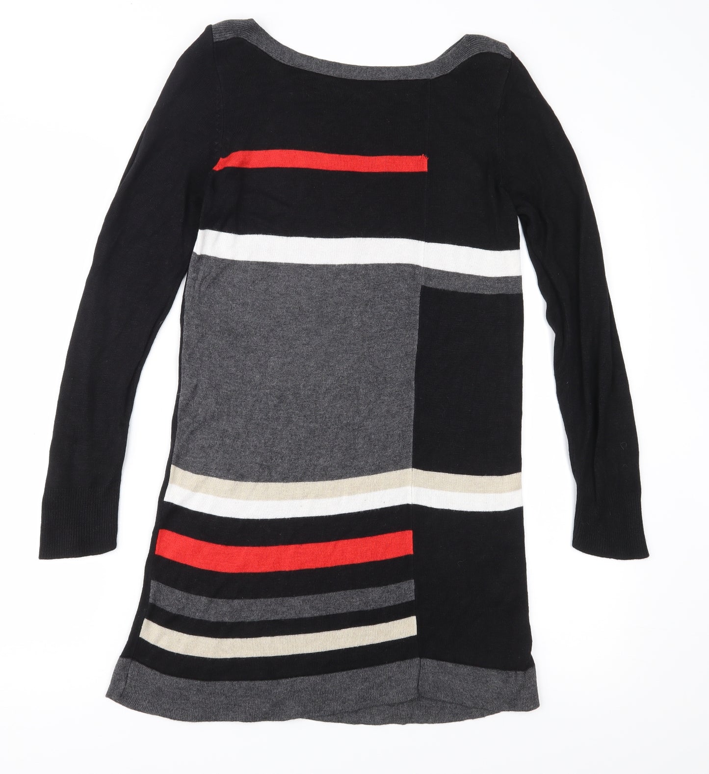 F&F Womens Black Striped Knit Jumper Dress  Size 14