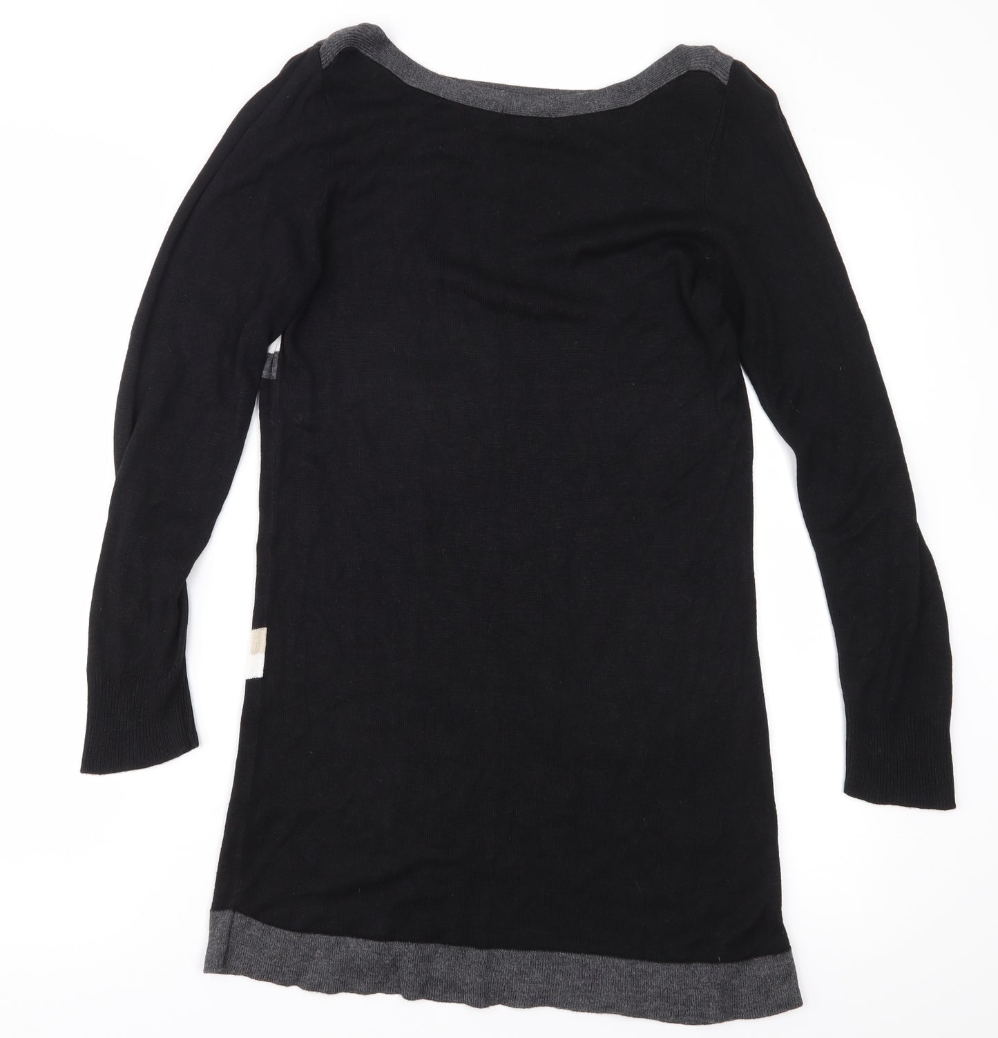 F&F Womens Black Striped Knit Jumper Dress  Size 14