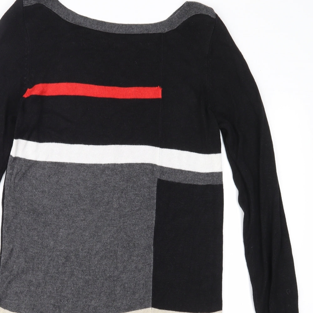 F&F Womens Black Striped Knit Jumper Dress  Size 14