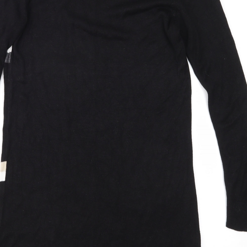 F&F Womens Black Striped Knit Jumper Dress  Size 14