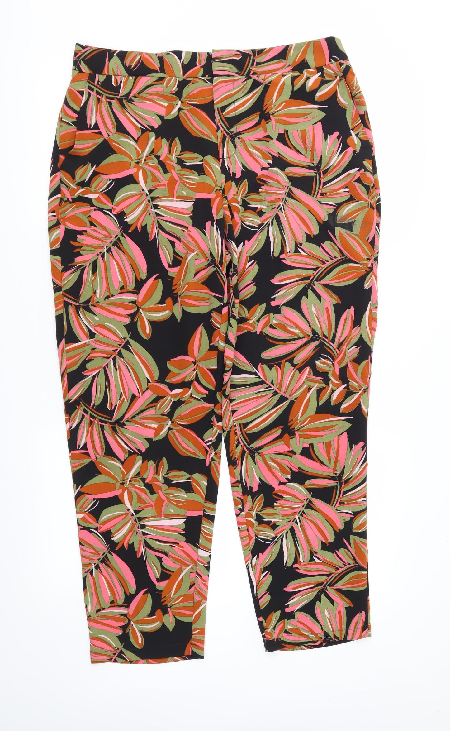 Papaya Womens Pink Floral  Trousers  Size 14 L27 in
