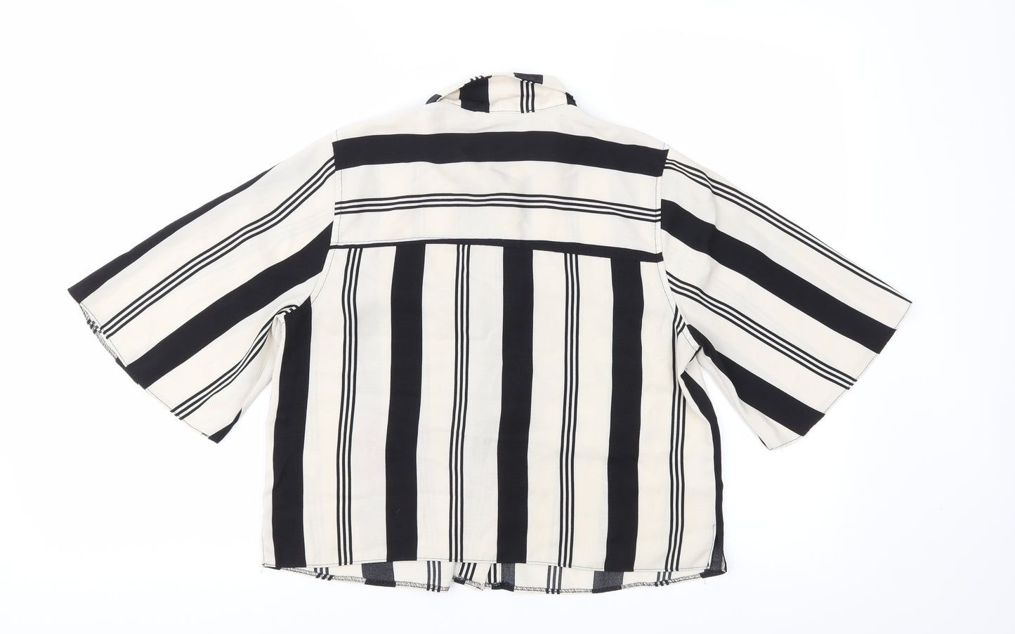 Primark Womens Beige Striped  Cropped Button-Up Size 8