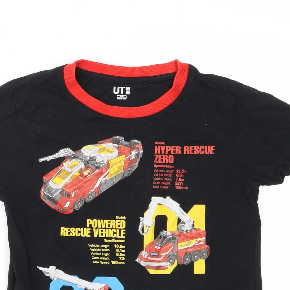 Uniqlo Boys Black  Jersey Basic T-Shirt Size 6 Years