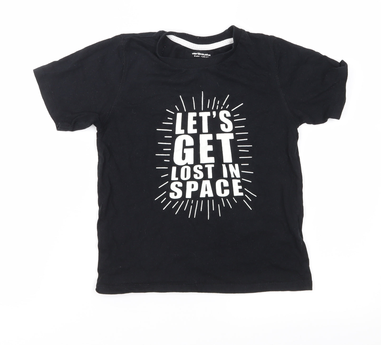 Vertbaudet Boys Black  Jersey Basic T-Shirt Size 8 Years