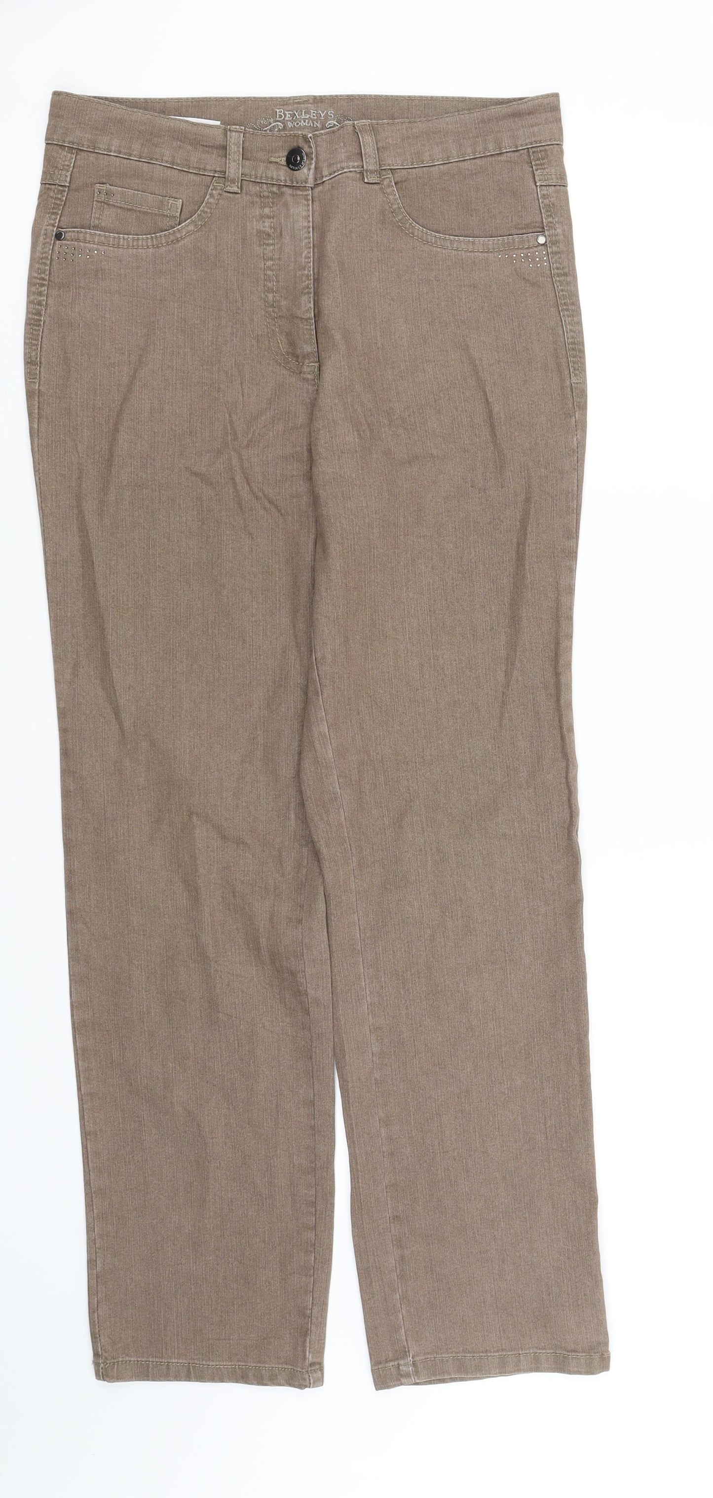 woman Womens Beige   Straight Jeans Size 12 L32 in