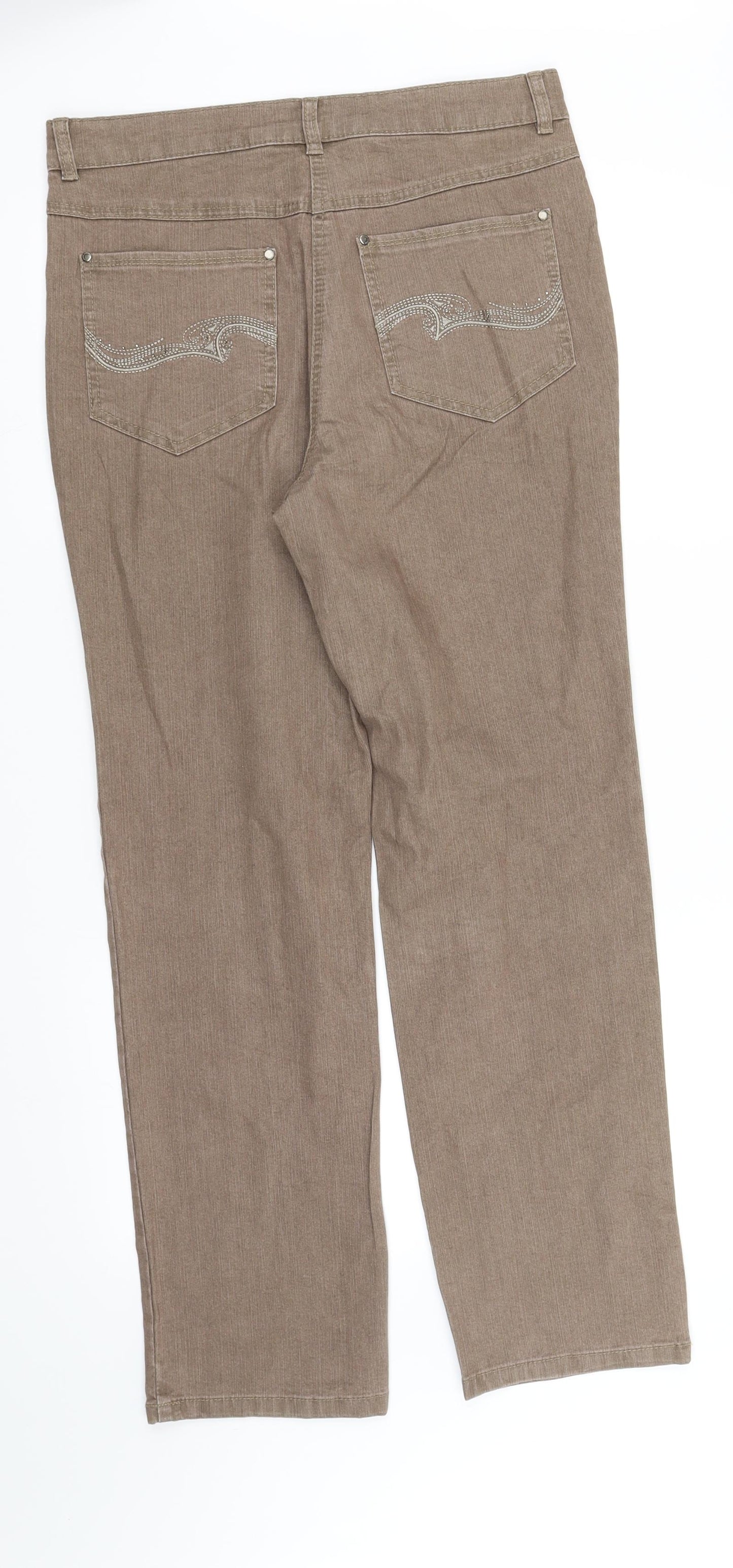 woman Womens Beige   Straight Jeans Size 12 L32 in