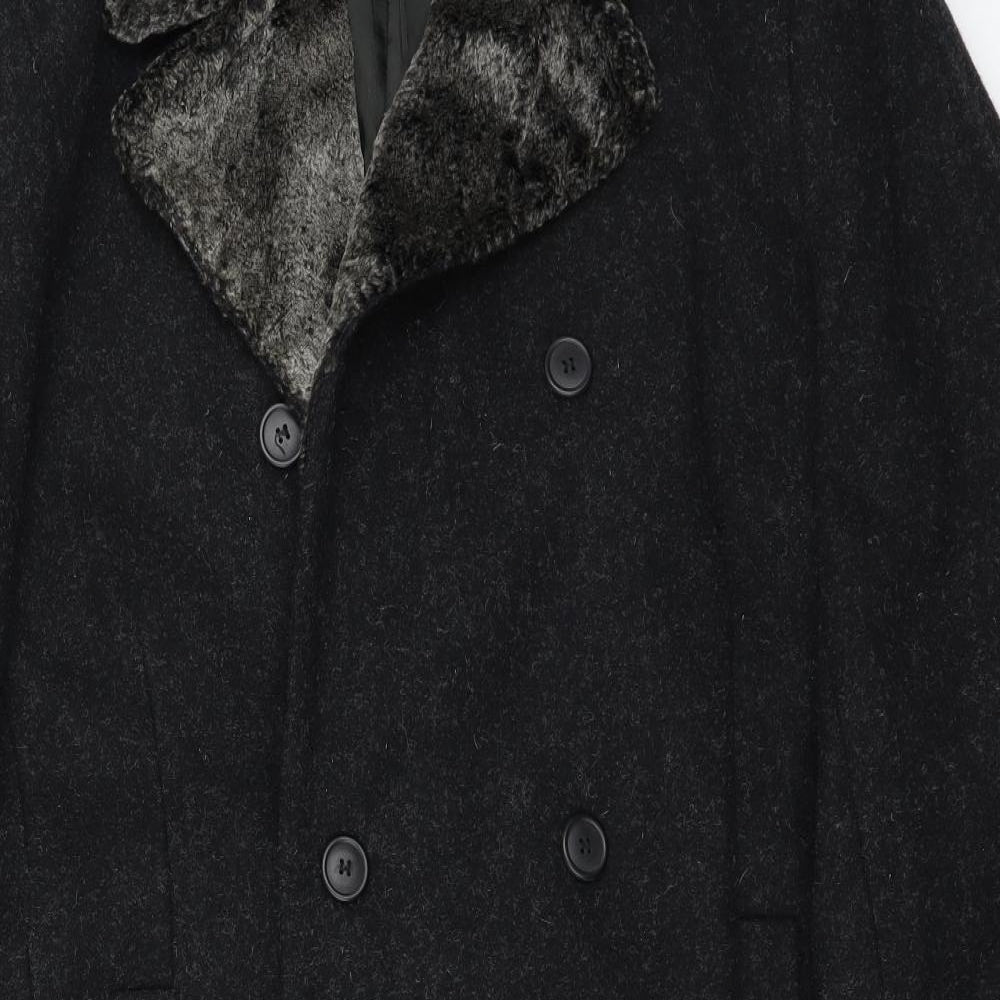 contemporaray Mens Black   Trench Coat Jacket Size M