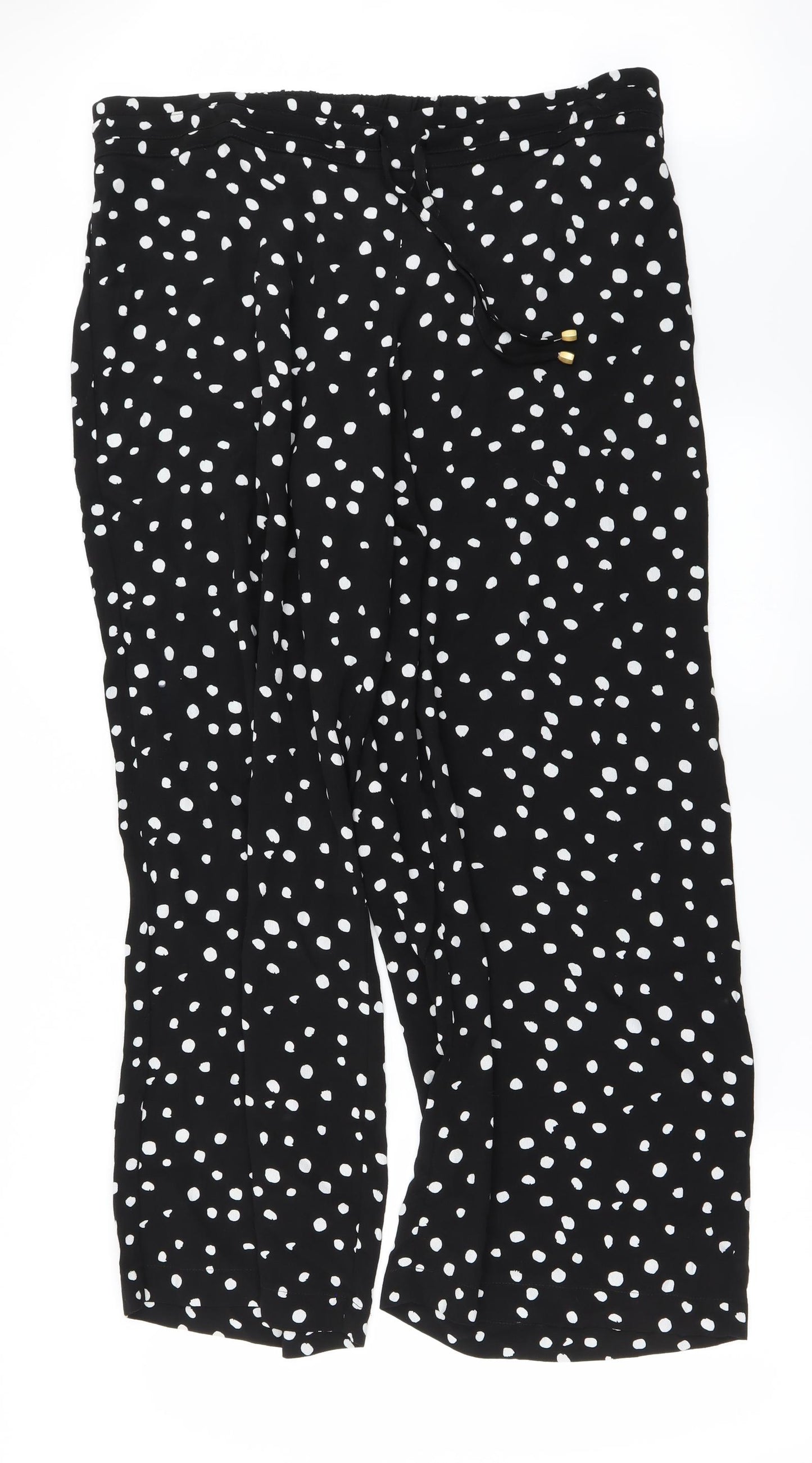 Marks and Spencer Womens Black Polka Dot  Trousers  Size 20 L25 in