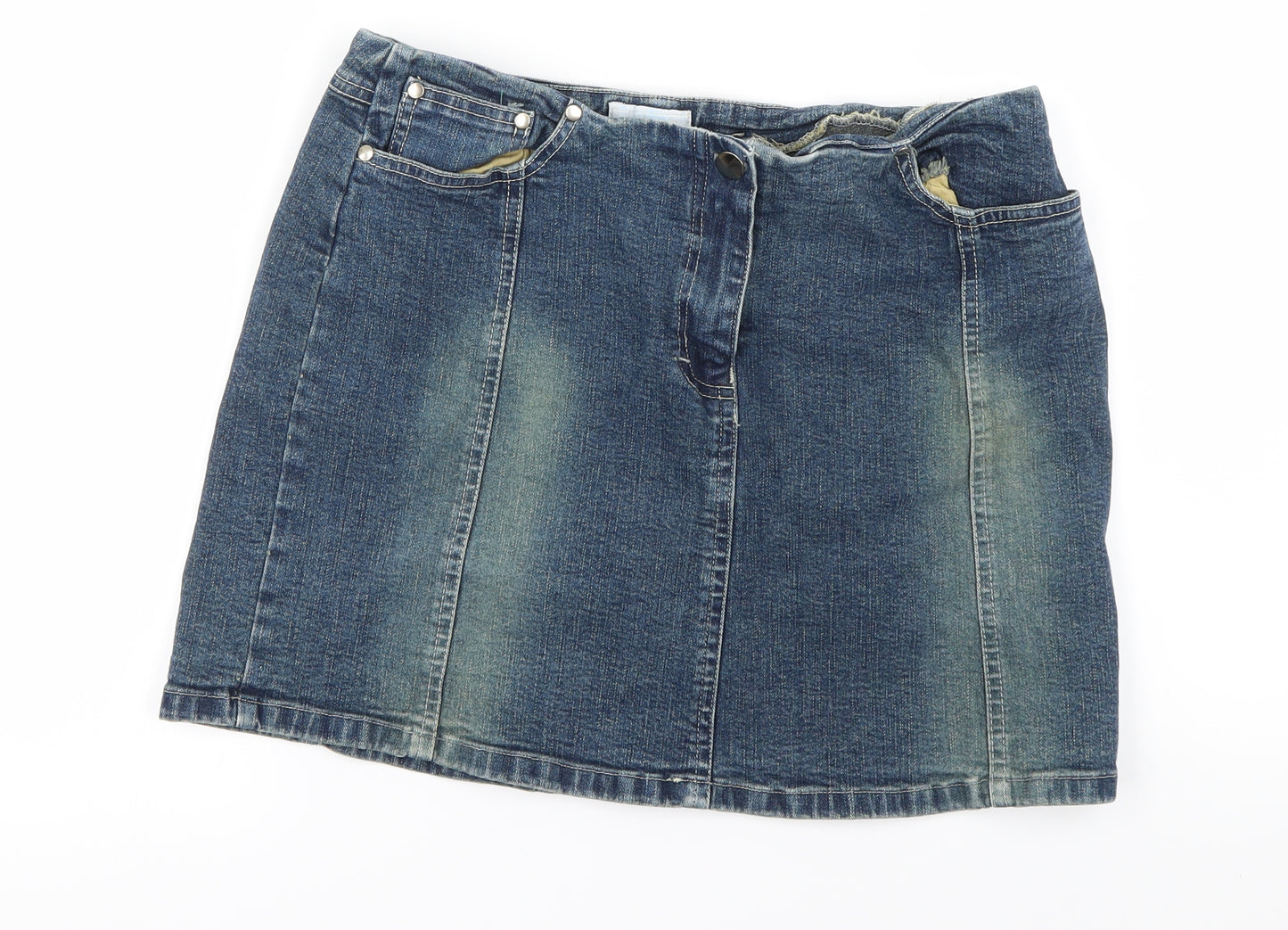 AURA Womens Blue   A-Line Skirt Size 14