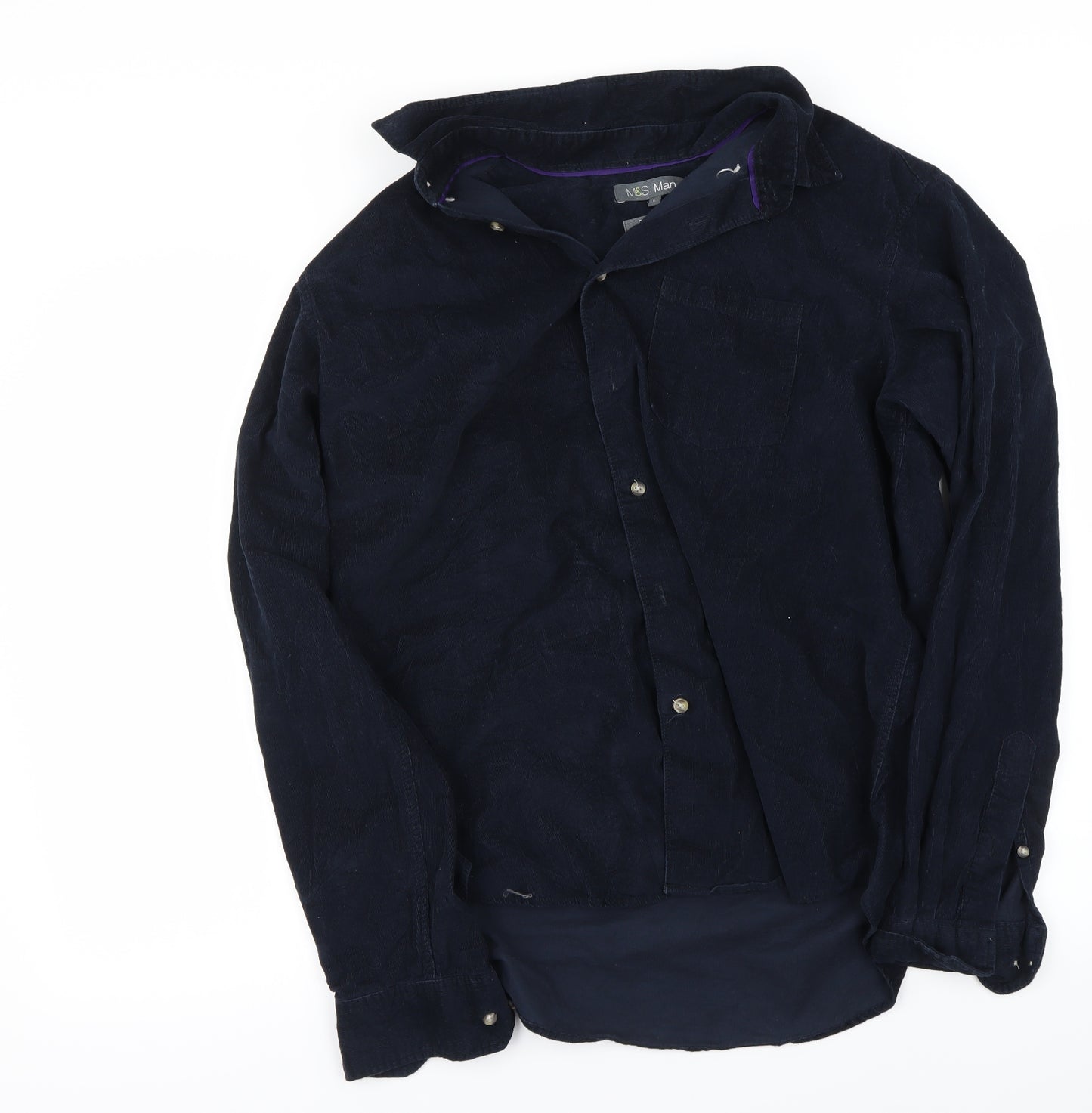 Marks and Spencer Mens Blue    Button-Up Size L