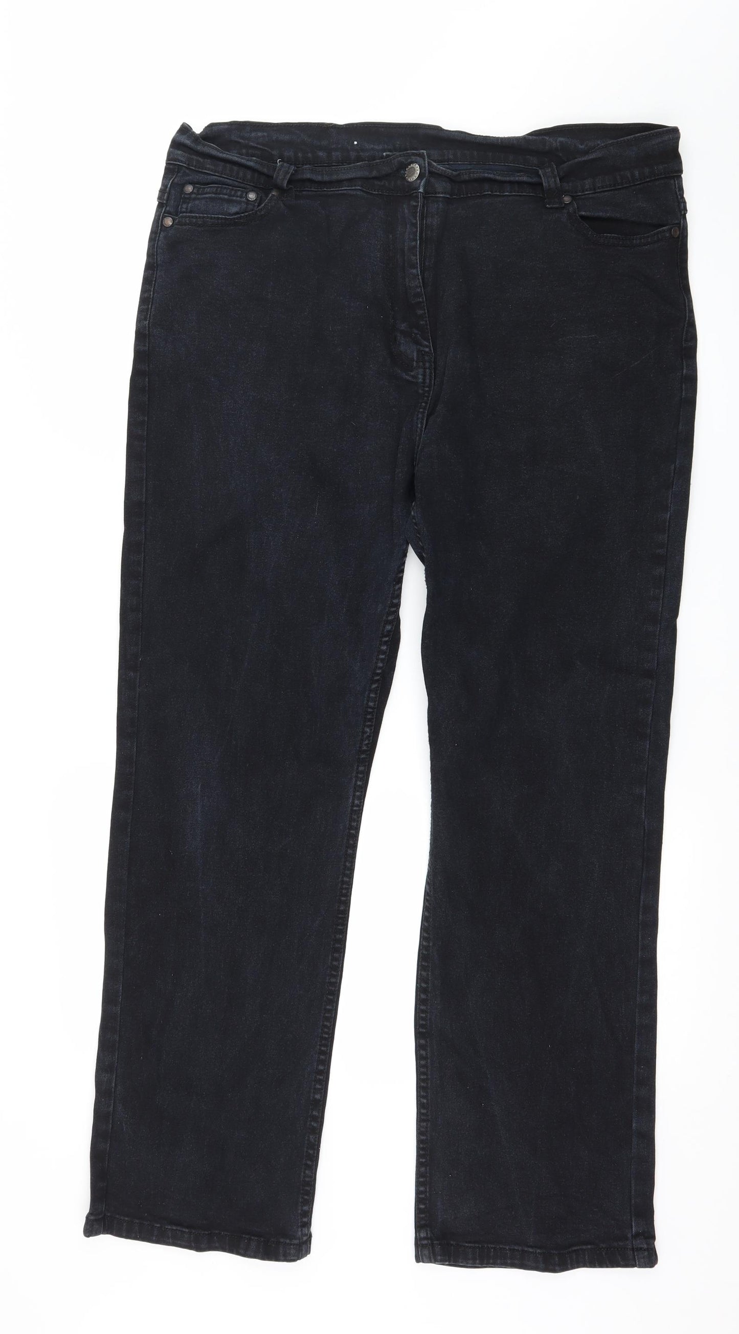 Cotton Traders Womens Black  Denim Straight Jeans Size 18 L29 in