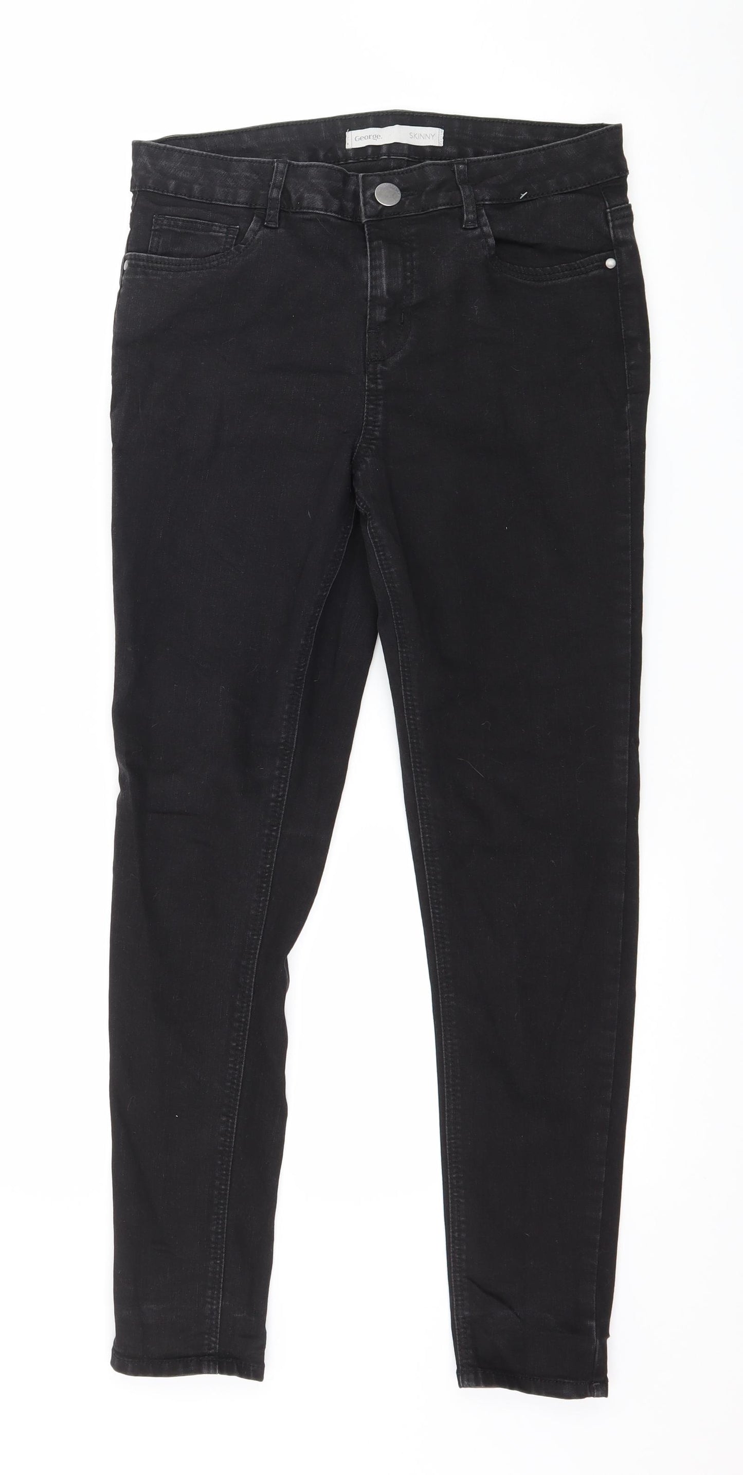 George Womens Black  Denim Skinny Jeans Size 12 L27 in