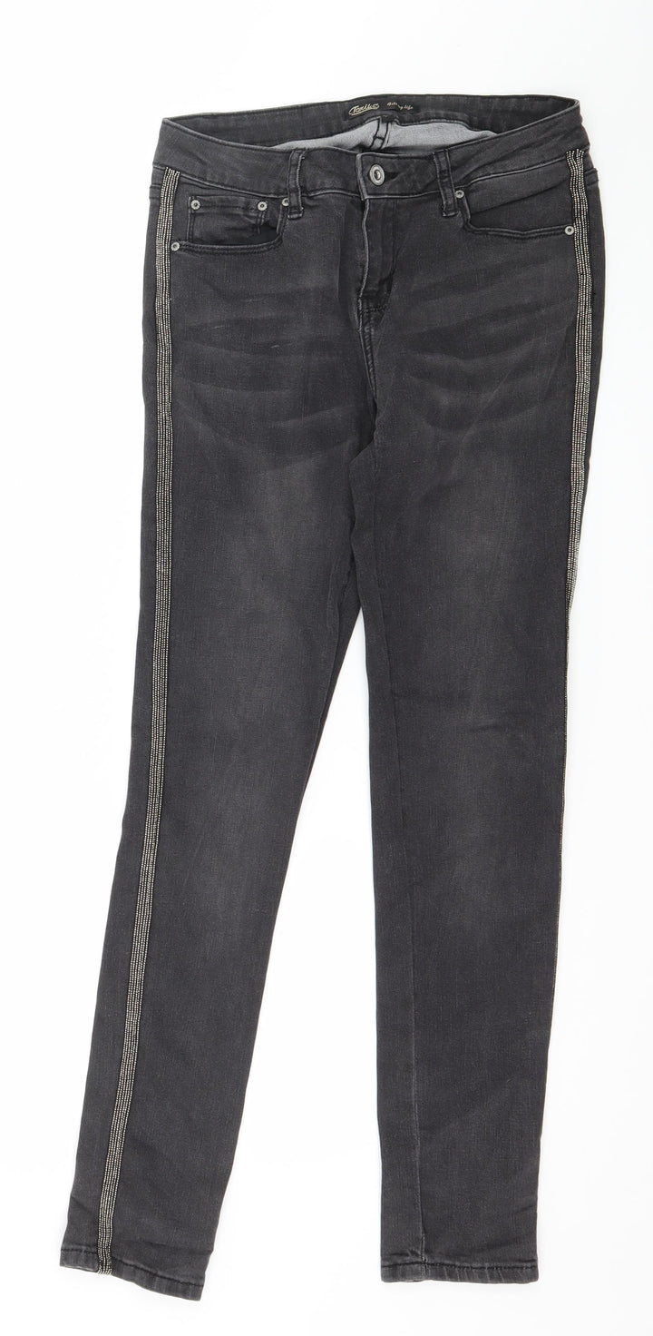 Toxik3 Womens Grey Striped Denim Skinny Jeans Size 10 L29 in