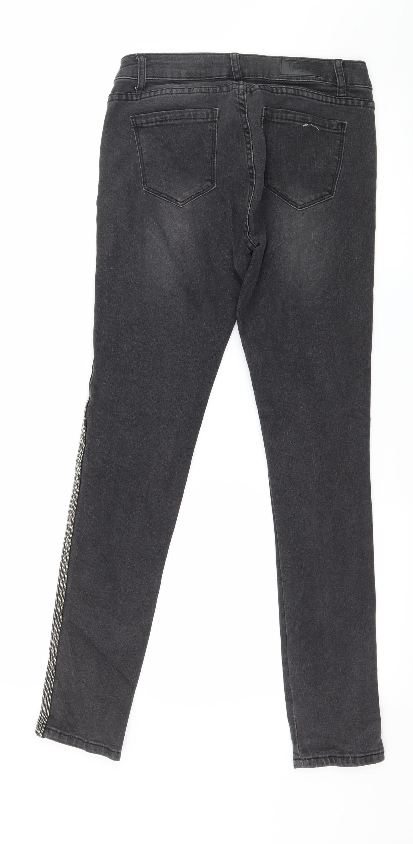 Toxik3 Womens Grey Striped Denim Skinny Jeans Size 10 L29 in