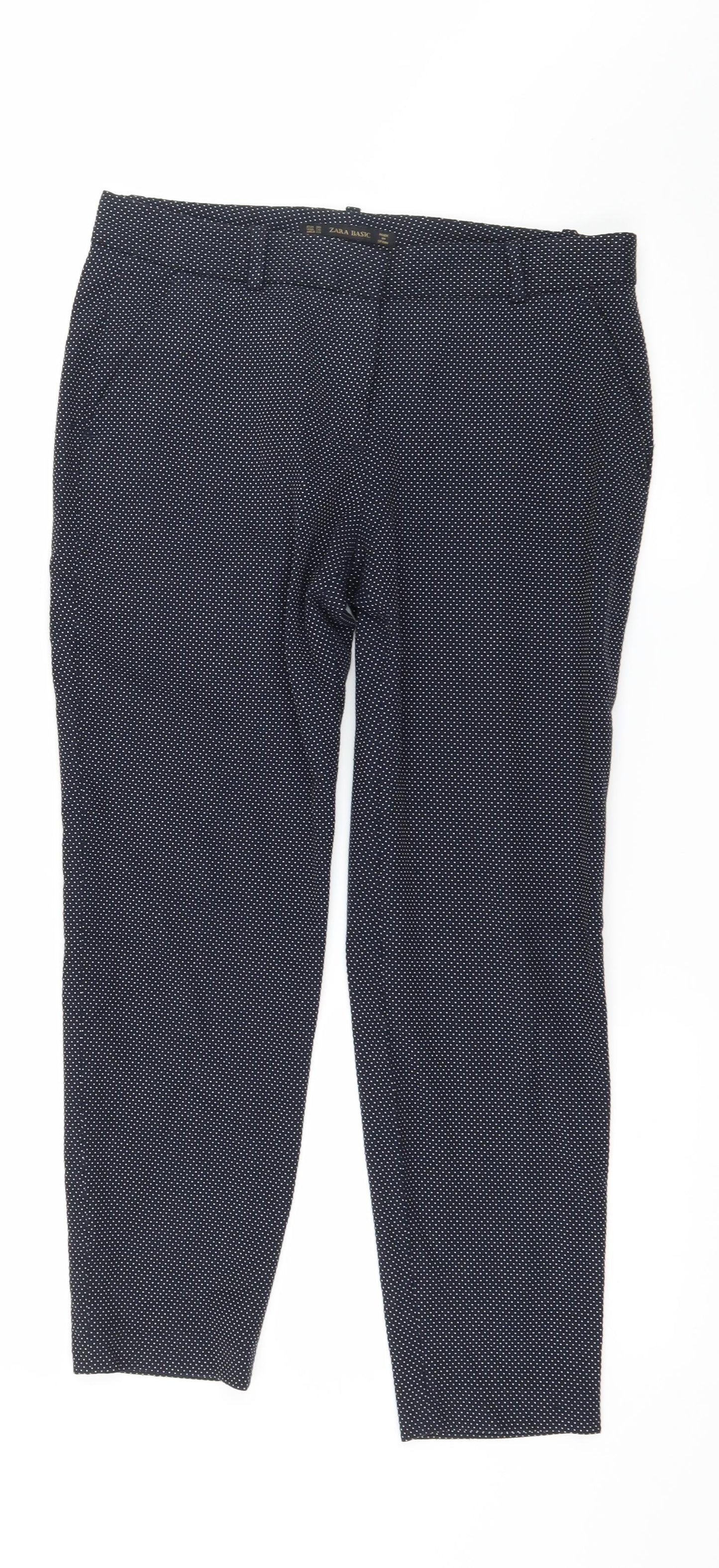 Zara Womens Blue Polka Dot  Trousers  Size 10 L25 in