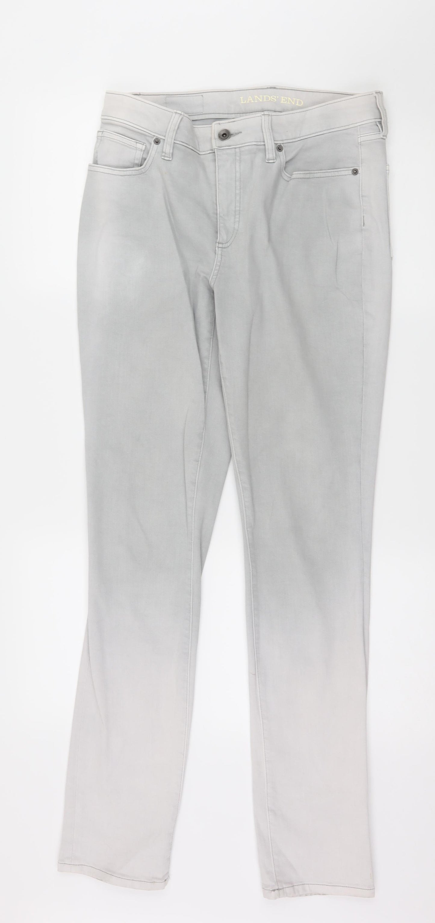 Lands' End Womens Grey  Denim Straight Jeans Size 10 L31 in - Ombre