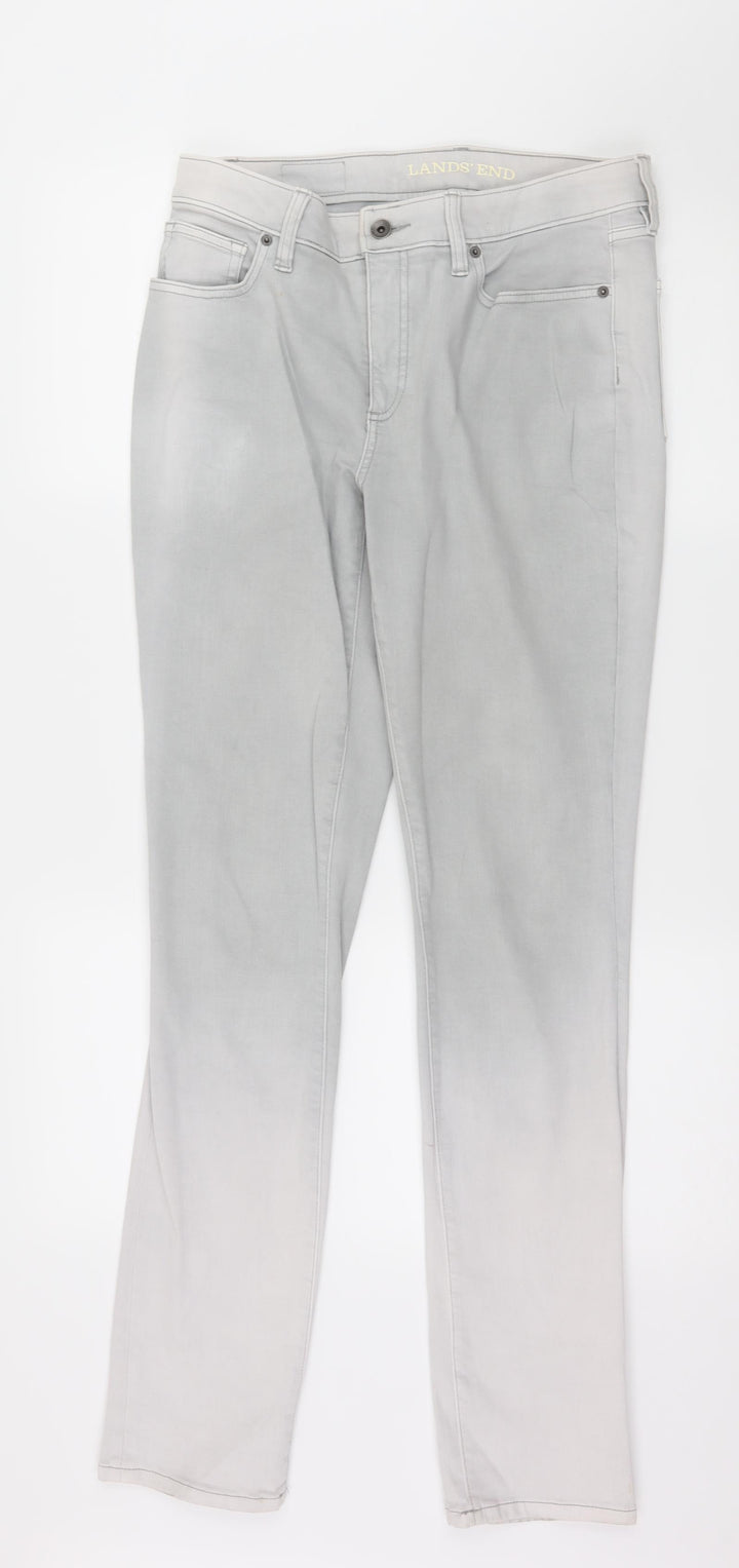 Lands' End Womens Grey  Denim Straight Jeans Size 10 L31 in - Ombre