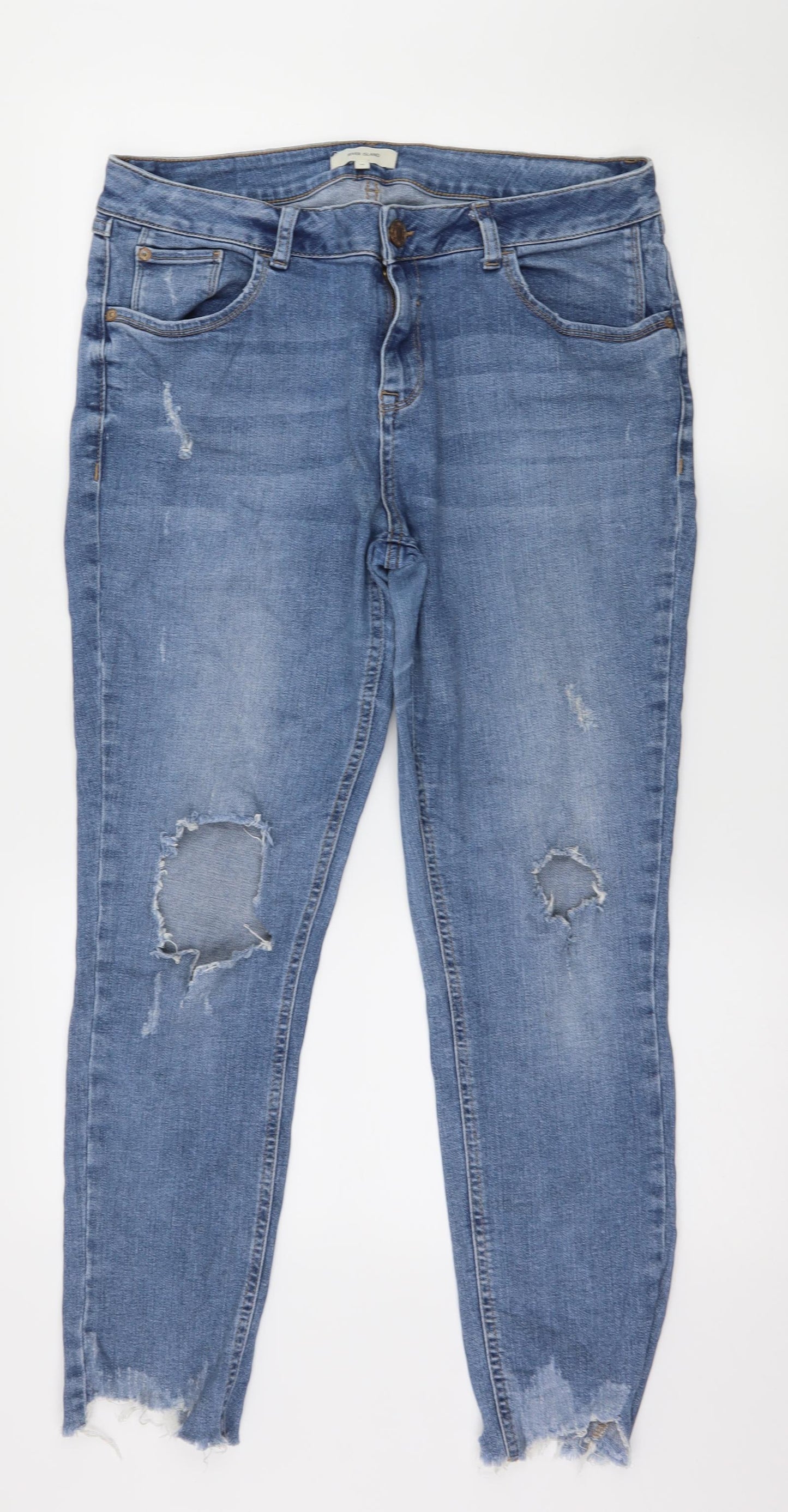 River Island Womens Blue  Denim Skinny Jeans Size 16 L28 in