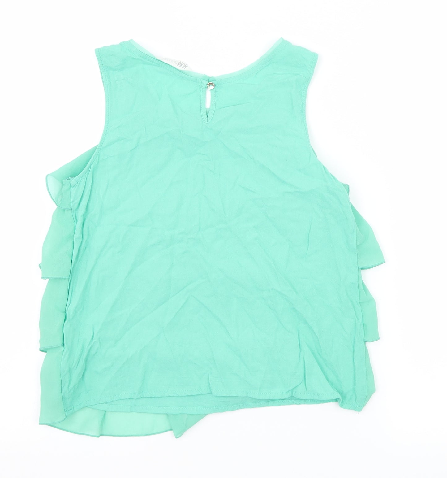 H&M Girls Green  Rayon Basic Blouse Size 12 Years  - Ruffle Detail